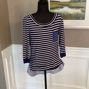 🔥 EUC! Anthropology Navy Blue Sz Med Top!